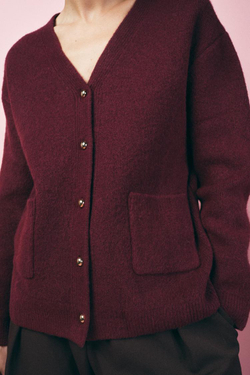 ZARA ОДНОТОННЫЙ КАРДИГАН, ТЕМНО-БОРДОВЫЙ