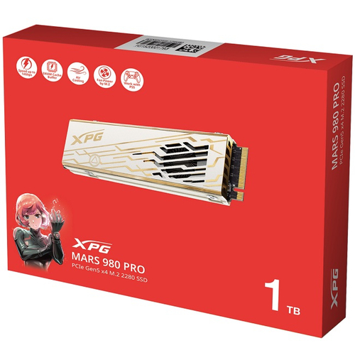 Жесткий диск SSD M.2 1Tb ADATA XPG MARS 980 PRO, 14000/10000MBs, 1650000 IOPS, 3D NAND, PCI-E 5.0 x4 (SMAR-980P-1TCI)
