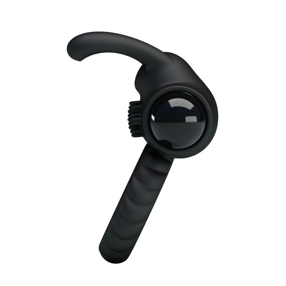 Эрекционное кольцо с клиторальным виброзайцем Eudora (Цвет: черный)