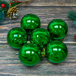 Шар новогодний 6шт 6см, глянец зеленый, пластик