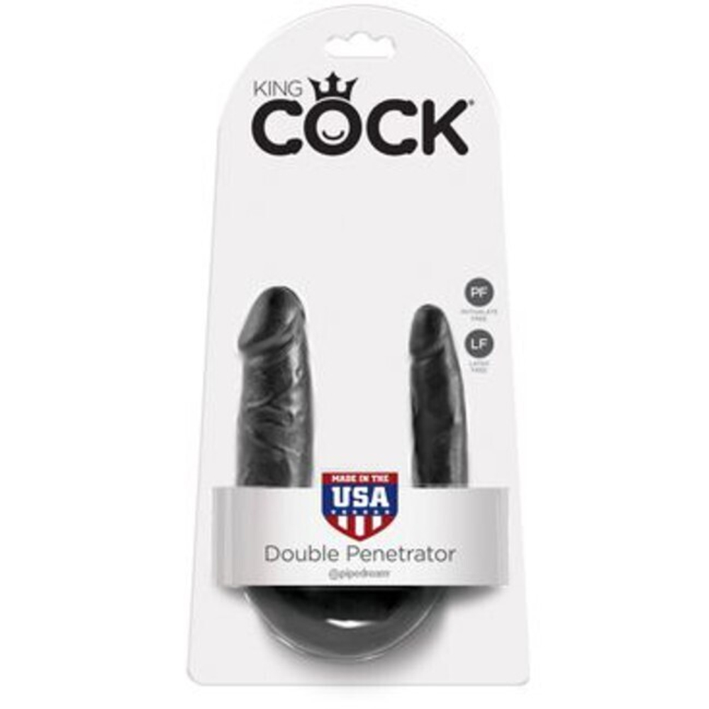Фаллоимитатор двусторонний King Cock Small Double Trouble, черный (Цвет: черный)