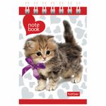 Блокнот МАЛЫЙ ФОРМАТ (68х100 мм) А7, 40 л., гребень, кремовый блок, без линовки, HATBER, "Котята", 40Б7Вгр