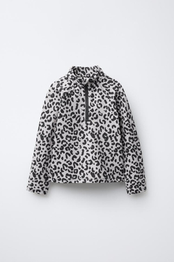 ZARA ДЫШАЩАЯ ФУТБОЛКА С АНИМАЛИСТИЧЕСКИМ ПРИНТОМ, СВЕТЛО-СЕРЫЙ