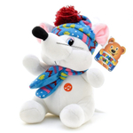 Игрушка мягкая Мышка белая в шапке и шарфике 15см, муз. чип в пакет (Мульти-Пульти)