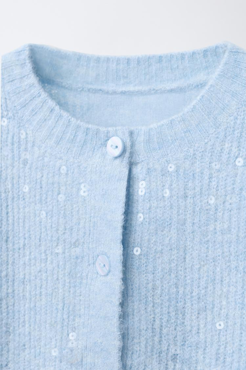 ZARA КАРДИГАН С ПАЙЕТКАМИ, ГОЛУБОЙ