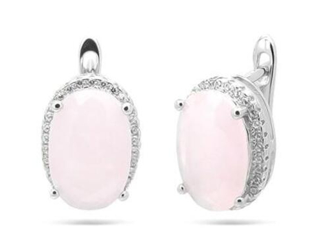 Серьги из серебра с розовым кварцем