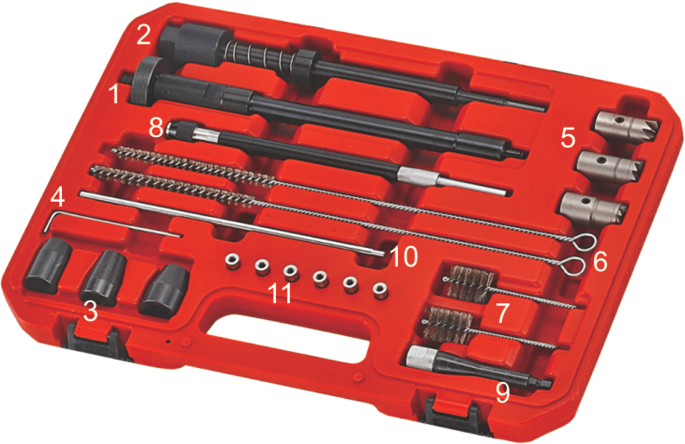 Набор инструментов для восстановления и очистки посадочных мест форсунок в кейсе JTC