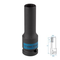 KING TONY (443011M) Головка торцевая ударная глубокая двенадцатигранная 1/2", 11 мм