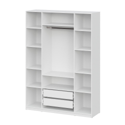 Шкаф распашной с наполнением (11 полок + 2 ящика + штанга) ШК 5 (1600), Белый