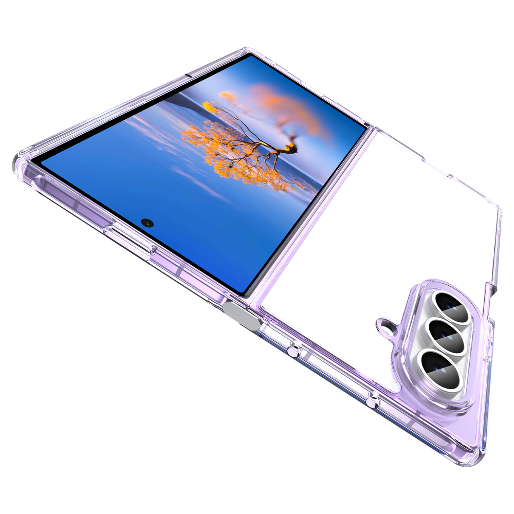 Чехол прозрачный защитный для Samsung Galaxy Fold 7, мягкие усиленные боковые рамки фиолетового цвета