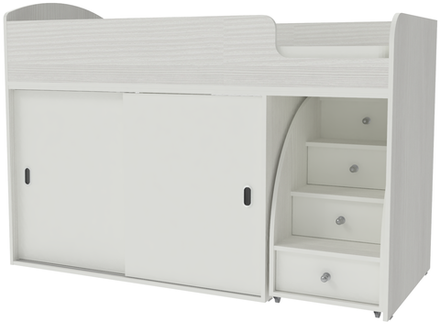 Кровать-чердак КарИВи Малыш Купе Белое Дерево Белый