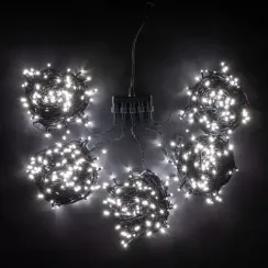 Комплект гирлянд для деревьев 5 лучей по 20 м., 24V., 900 холодных белых LED ламп, черный силикон, Beauty Led (KFT900-2W11-1W)