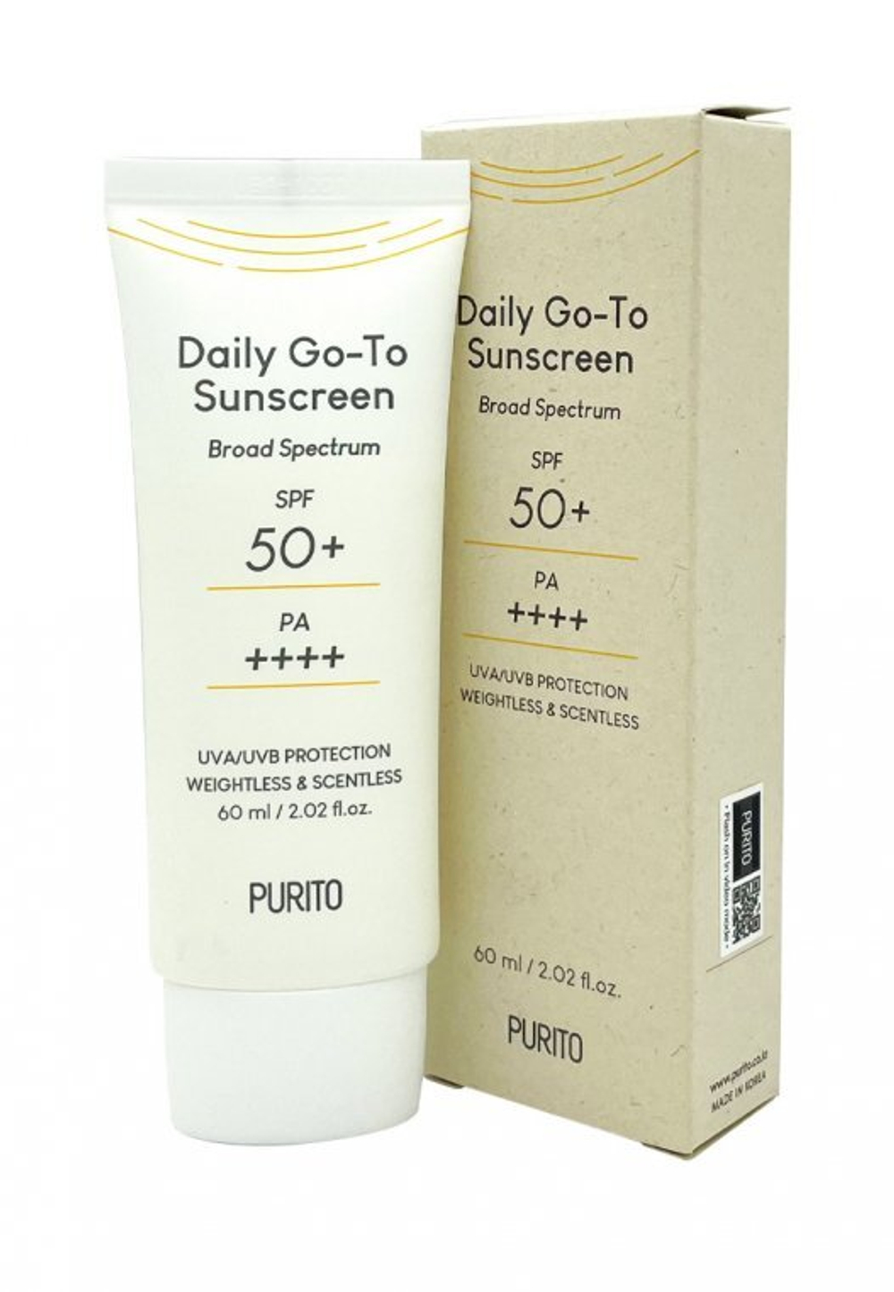 Purito Daily Go-To Sunscreen SPF50+ PA++++ солнцезащитный крем для чувствительной кожи на химических и физических фильтрах нового поколения