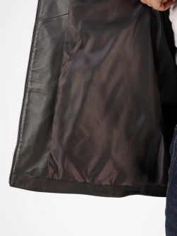 Кожаная куртка демисезонная с капюшоном