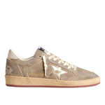 Женские кеды Golden Goose Ball Star Beige Suede with Gold metallic leather star and Bead lettering