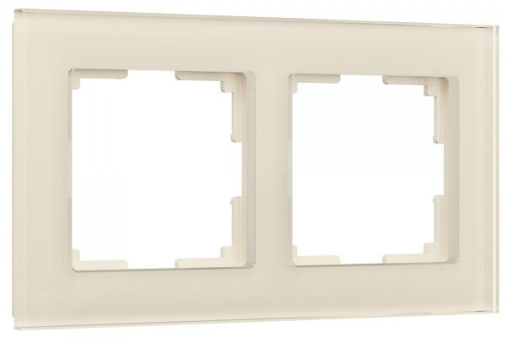 / Рамка на 2 поста Favorit (молочный, стекло)