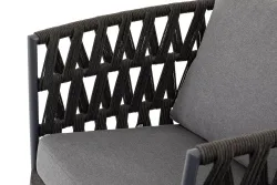 "Диего" лаунж-зона 4-местная плетеная из роупа (веревки), каркас алюминиевый темно-серый, роуп темно-серый