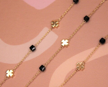 Цепь 1 мм клевер 5 мм позолота