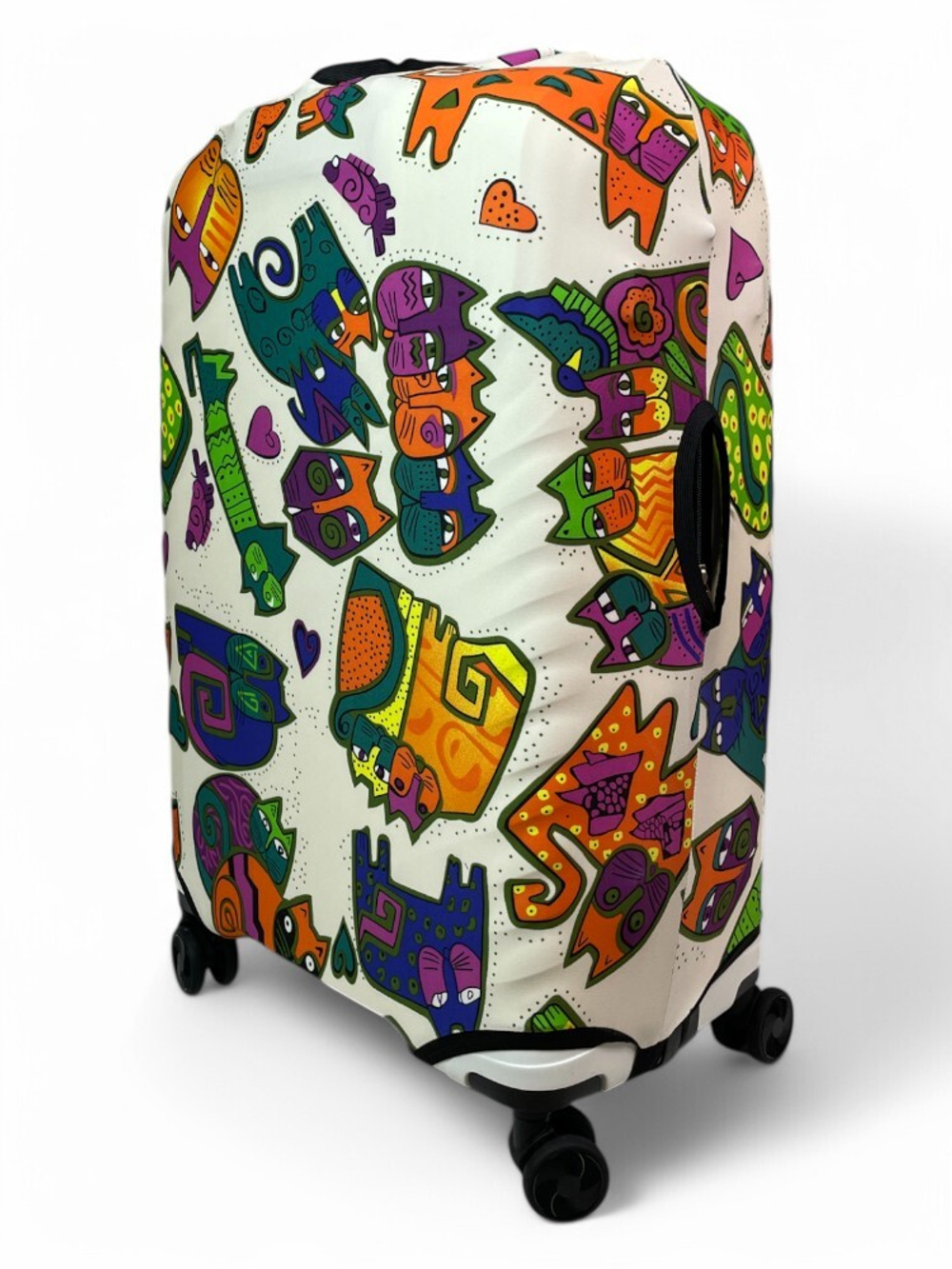 Чехол на чемодан 28", цвет белый/разноцветный, Коты