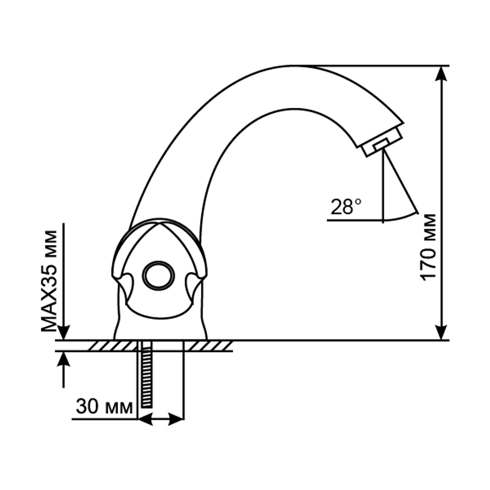 Смеситель для раковины 1/2 кер. MIXLINE ML01-04 п/шпильку (без подводки)