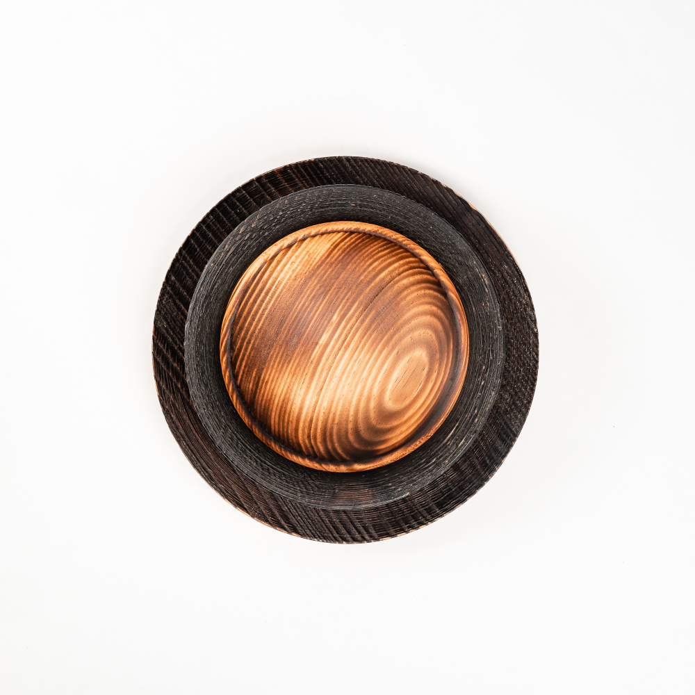 Набор деревянных тарелок из дерева сибирский кедр - 2 шт. TN83