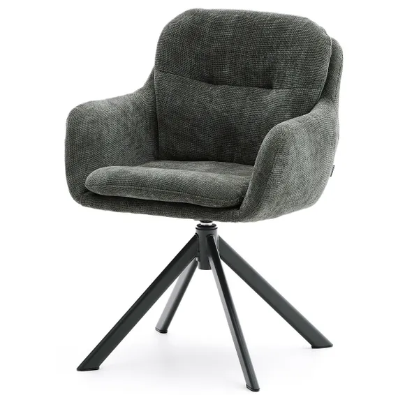 Поворотное кресло Lexa, зеленый шенилл с зелеными ножками