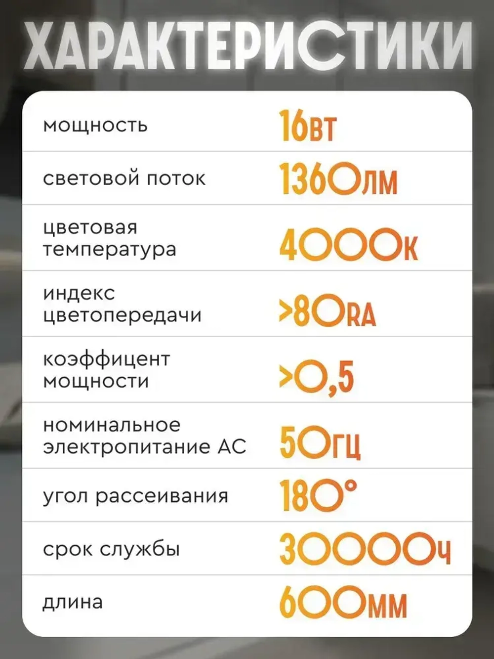 Светильник линейный светодиодный Т5 СТАРТ 16Вт 4000К 120 см для кухни