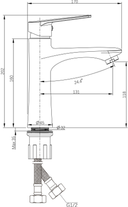 Смеситель для раковины DIWO Тула DW-TU03GM матовое золото