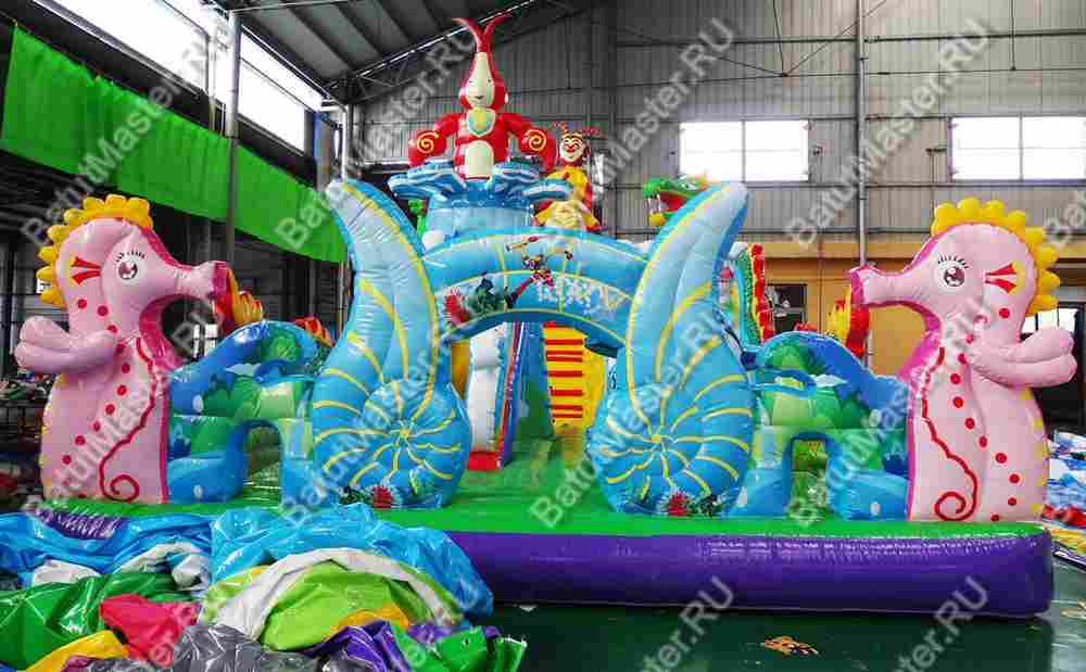 Коммерческий надувной батут "Затерянный остров, три горки" 12*7*7 м