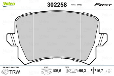 VALEO - 302258-VAL - Brake Pad Set, disc brake