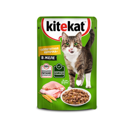 Курочка в желе, 85г влажный корм для кошек KiteKat