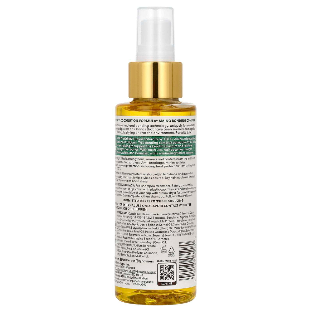 Palmer's, формула с кокосовым маслом, витамином Е, аминокислотным комплексом, укрепляющее и заживляющее масло, 118 мл (4 жидк. унции)