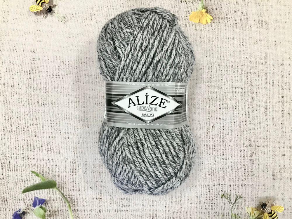 Пряжа ALIZE &quot;Superlana maxi&quot; 801 серый жаспе
