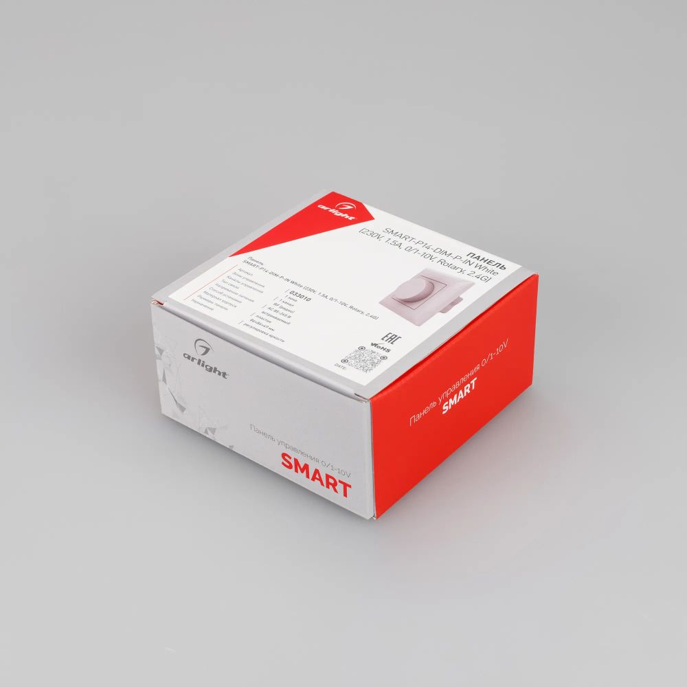 Панель SMART-P14-DIM-P-IN White (230V, 1.5A, 0/1-10V, Rotary, 2.4G) (Arlight, IP20 Пластик, 5 лет) 033010