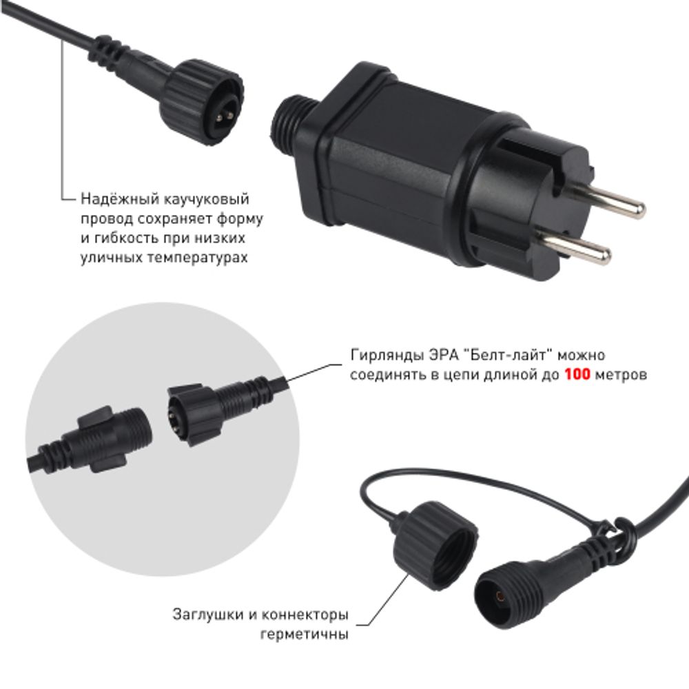 Светодиодная новогодняя гирлянда ЭРА ERABL-MK52 белт лайт 5 м 10 RGB | Гирлянды