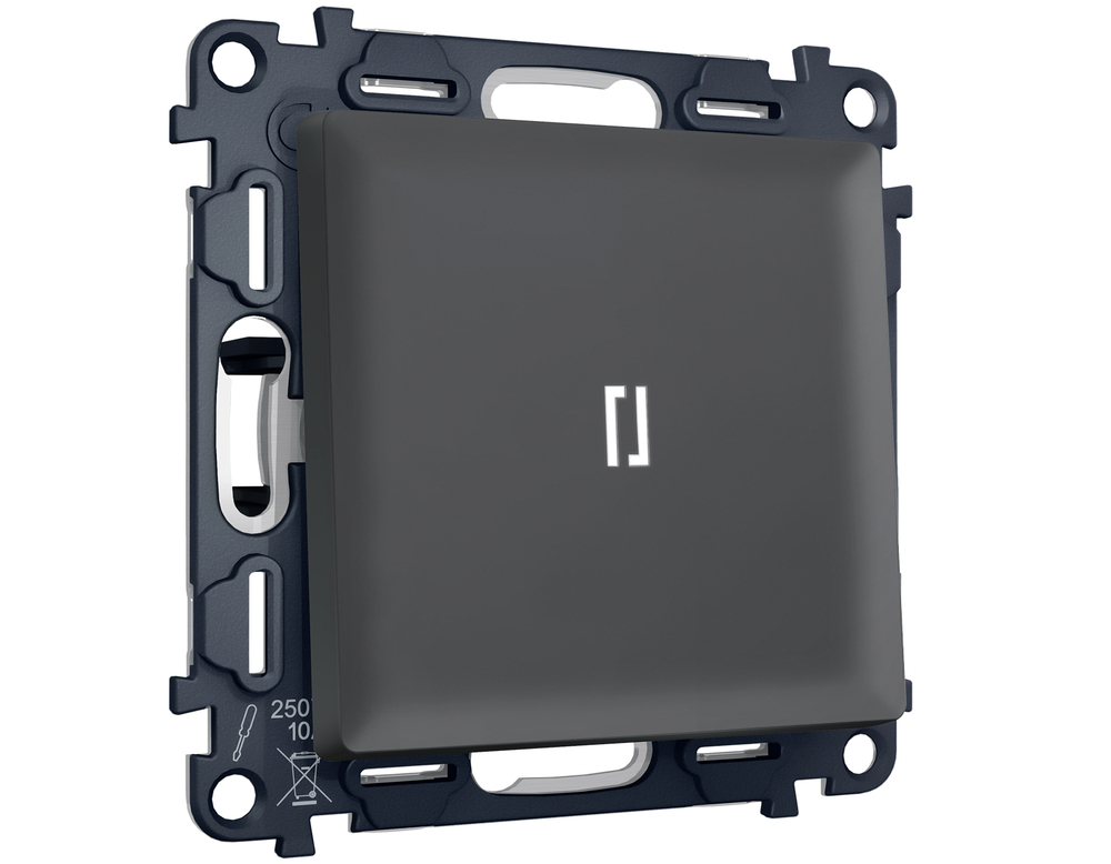 MA902035 Комплект механизма 1-кл проходного выключателя с подсветкой 5600K ALFA Графит мягкое касание QUANT (AP9020, VM105, G25W)