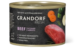 Grandorf Fresh Монопротеиновые консервы из говядины с цукини и морковью для собак всех пород