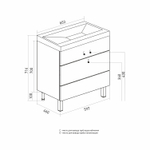 Тумба д/ванной "БРИКС-60" 2 ящика под раковину "Breeze 60" мебельный (Sanita Luxe) (ПВХ)