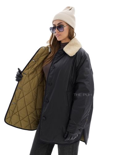 Удлиненная двусторонняя куртка с меховым воротником