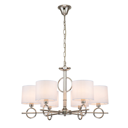 Подвесной светильник 6х40Вт E14, металл/ткань, никель