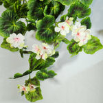 Искусственные цветы Герань ампельная бело-зеленая в настенном кашпо