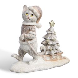 СТАТУЭТКА "КОТИК С ЕЛОЧКОЙ" 13Х5,5Х11,5 СМ