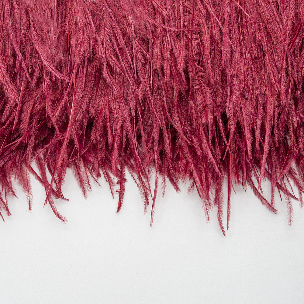 Страусиные перья на ленте, оттенок "Бургунди"