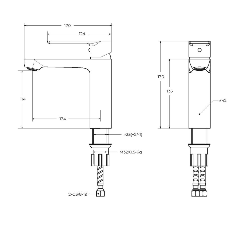 Смеситель CEZARES STYLUS-LS-BORO для раковины с донным клапаном