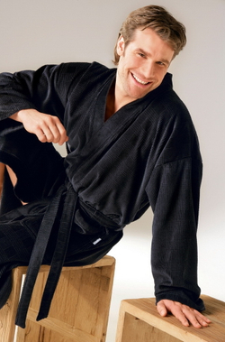 Велюровый халат мужской с воротником 8725 коричневый от Cawö Германия