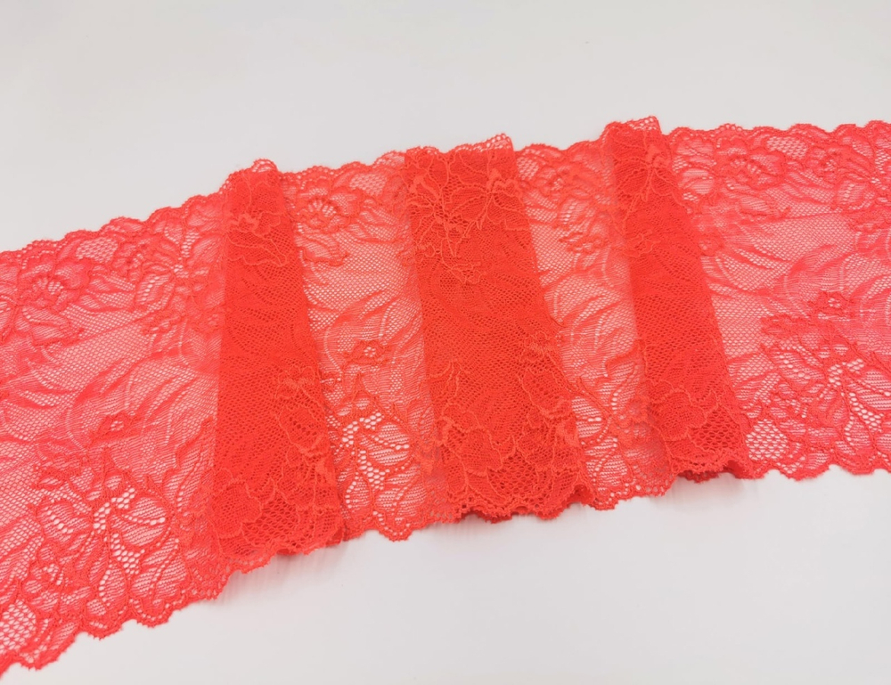 Эластичное кружево, 18 см, подводный коралл, (Арт: EK-2554), м