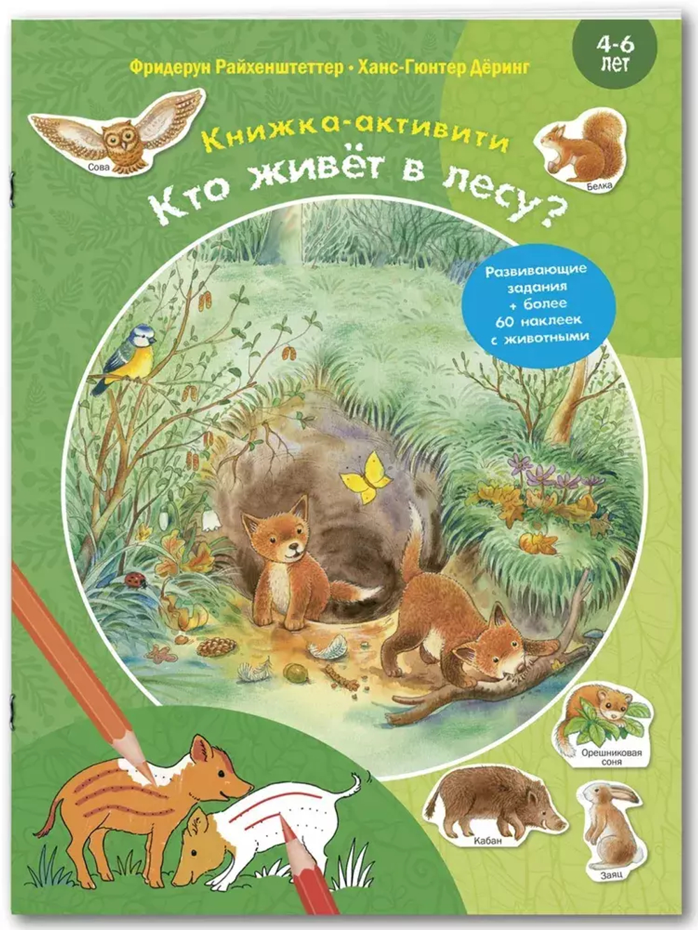 Кто живёт в лесу? Книжка-активити с развивающими заданиями, головоломками, наклейками