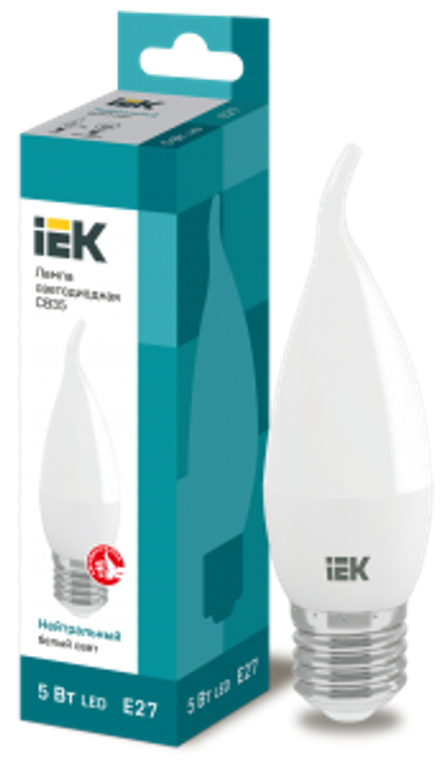 Лампа LED CB35 свеча на ветру 5Вт 230В 4000К E27 IEK