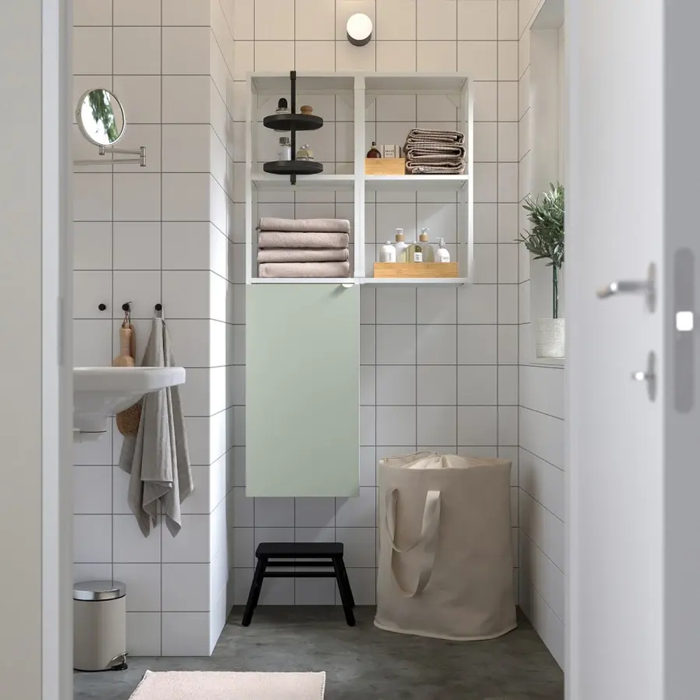 Комбинация для ванной - IKEA ENHET, 80х32х150 см, белый/светло-зеленый, ЭНХЕТ ИКЕА