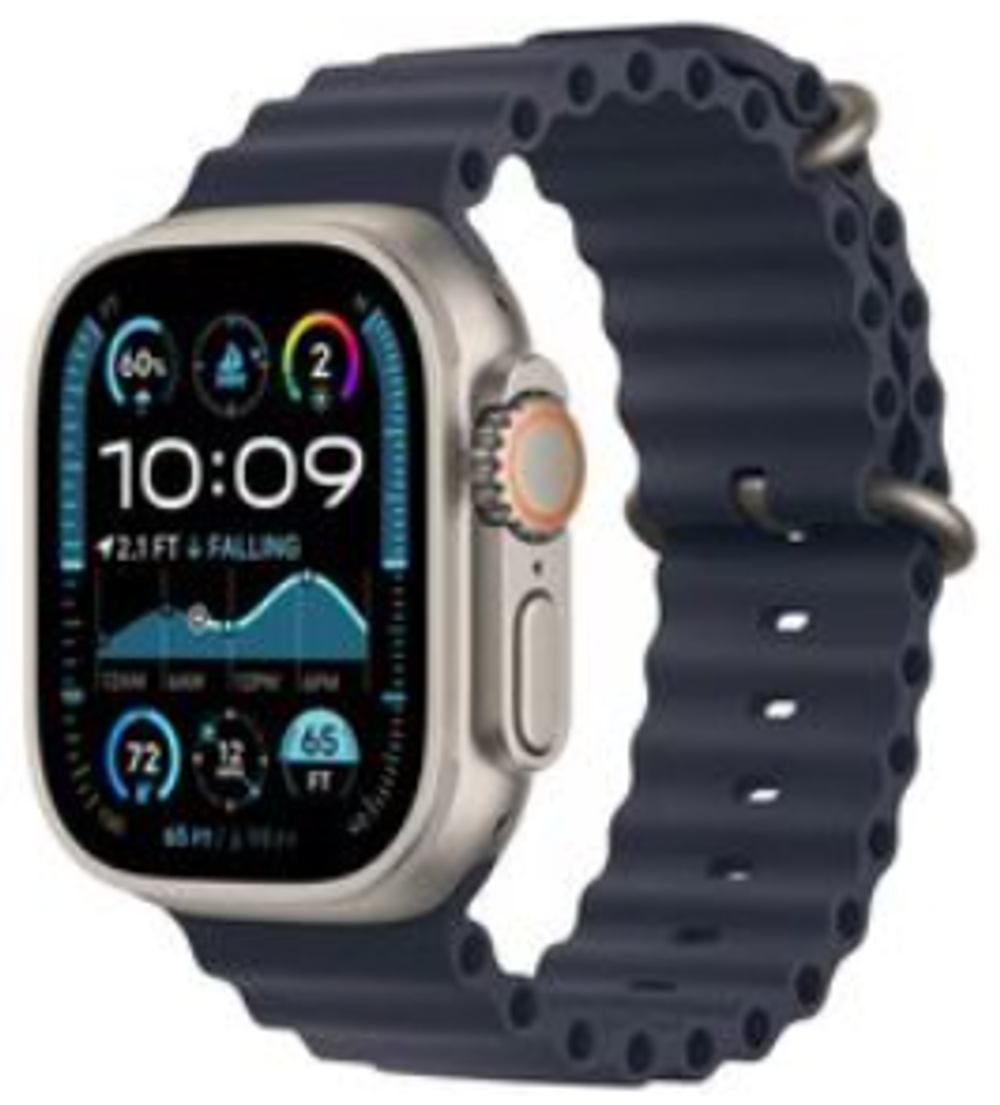 Apple Watch Ultra 2 (2024) 49mm Natural Titanium Case with Navy Ocean Band (One Size)